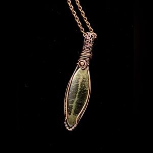 HAND CRAFTED Apache Gold Wire Wrapped Copper Unisex Pendant Necklace, Handmade
